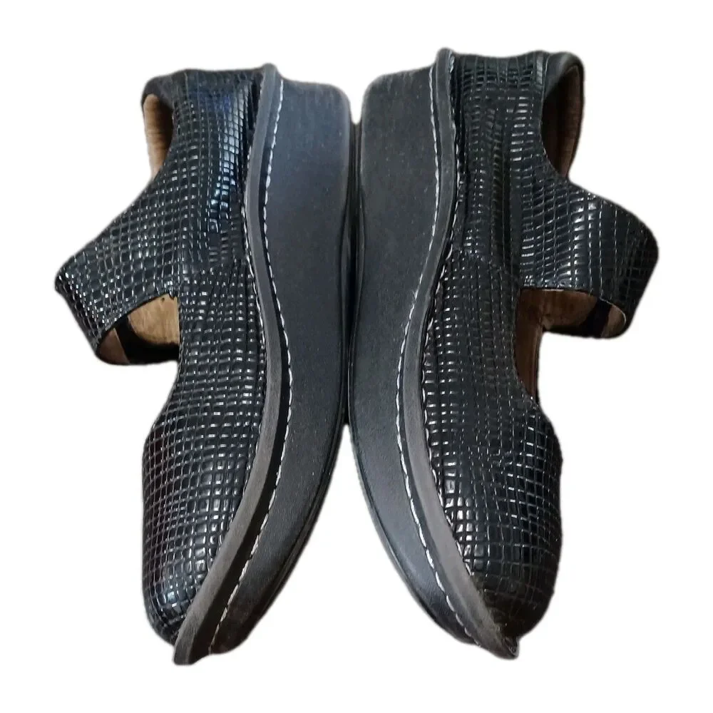 Alegria Women's Paloma Jazzy Black Textured Leather Shoes Sz 41 EU 10.5 US
